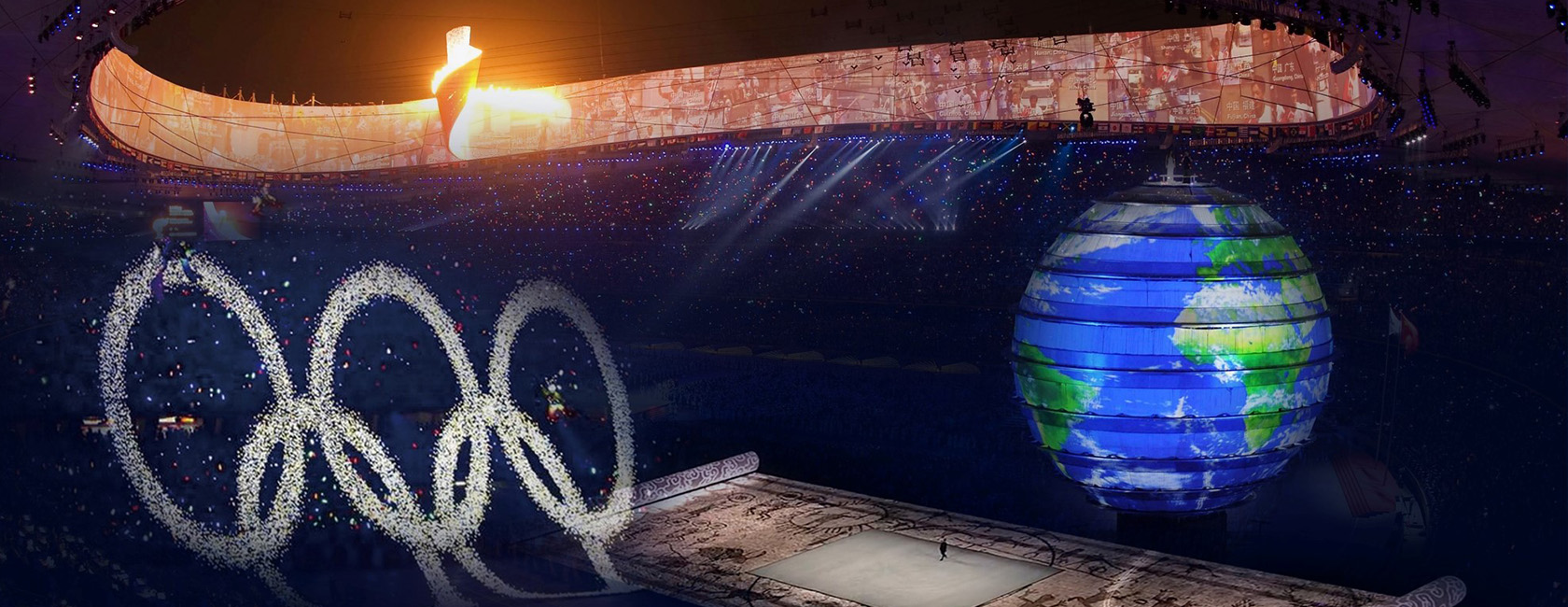 2008年北京奥运会开幕式 c7c7娱乐平台打造梦幻五环、巨型LED地屏画卷、地球影像等项目